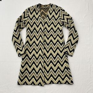 J McLaughlin Cardigan Sweater Jacket Womens Medium Zig Zag Pattern Long